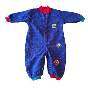 Vintage Health-tex Baby Boys Girls 18‎ Months Blue Car Print Pajamas Sleepsuit
